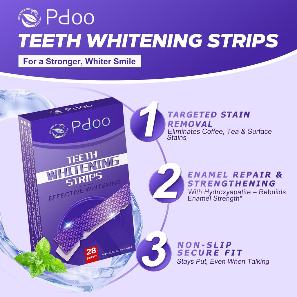 Whiten Teeth in Just 14 Days 🔥 | Safe Whitening Strips for Coffee & Wine Stains | No Sensitivity Formula (28 Strips)